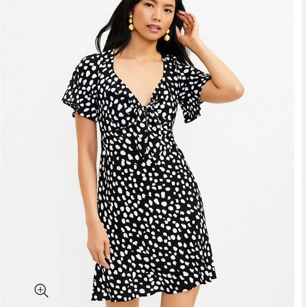 LOFT Black and White Polka Dot Dress